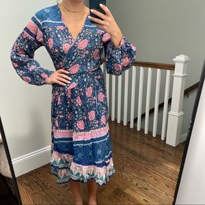 Linen Printed Wrap dress